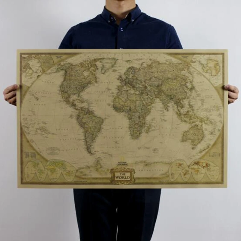 Plakat mapa świata w stylu vintage retro Wielo