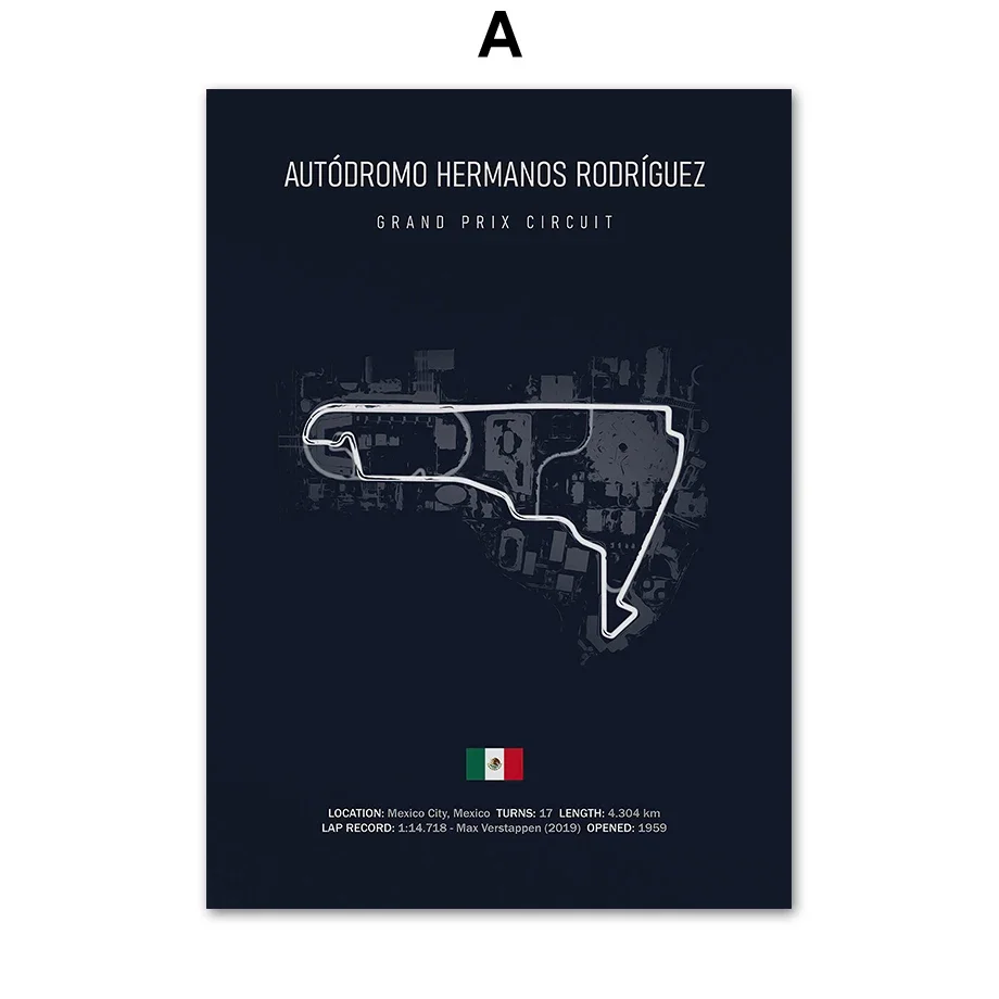 Plakat z mapą toru wyścigowego Jerez Biały