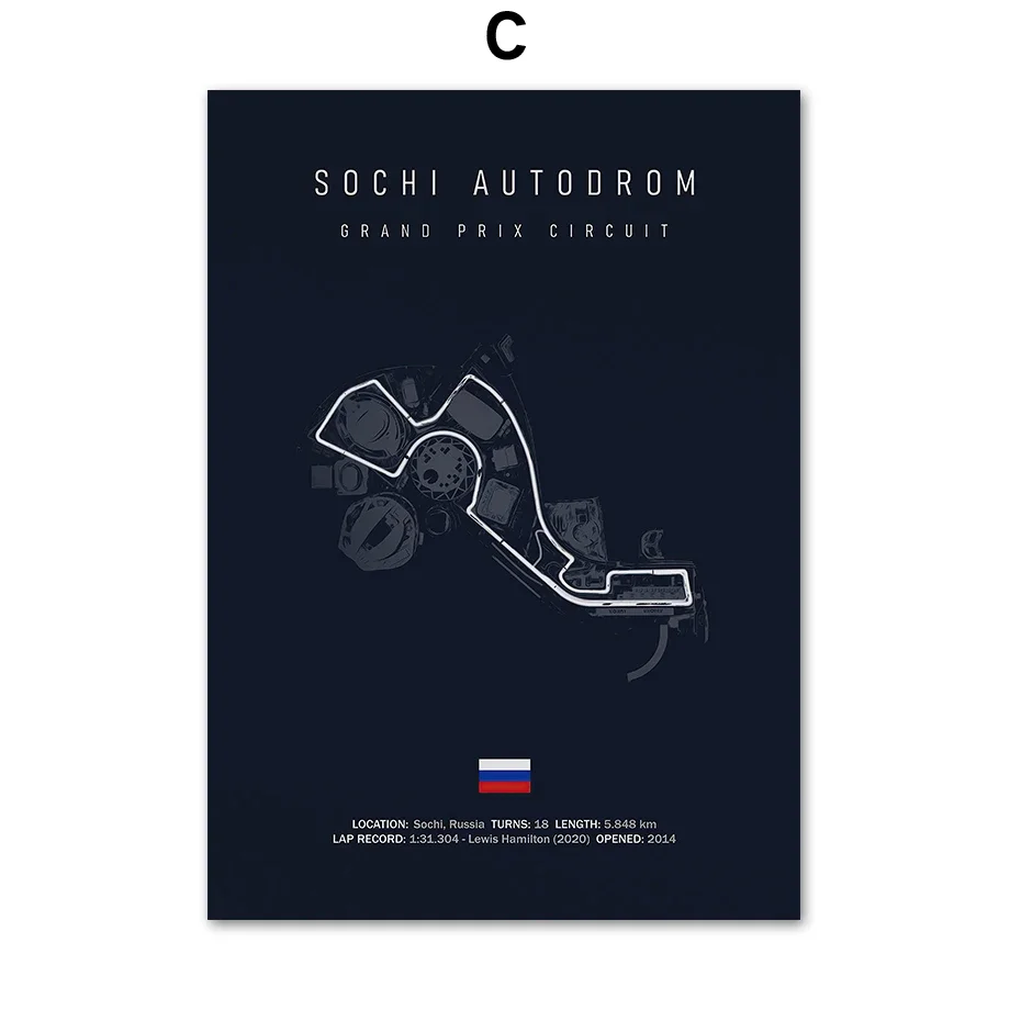 Plakat z mapą toru wyścigowego Jerez Czerwony