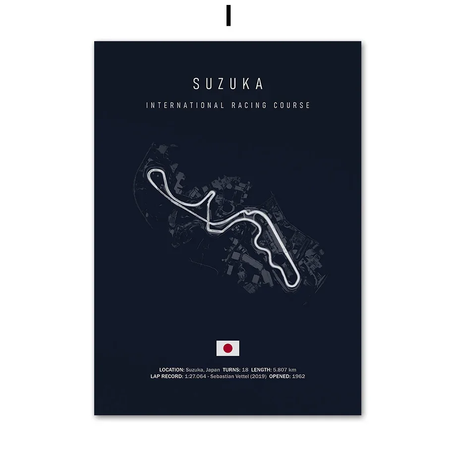 Plakat z mapą toru wyścigowego Jerez Granatowy