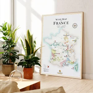 Mapa win Francji i Włoch - plakat dla konesera Biały
