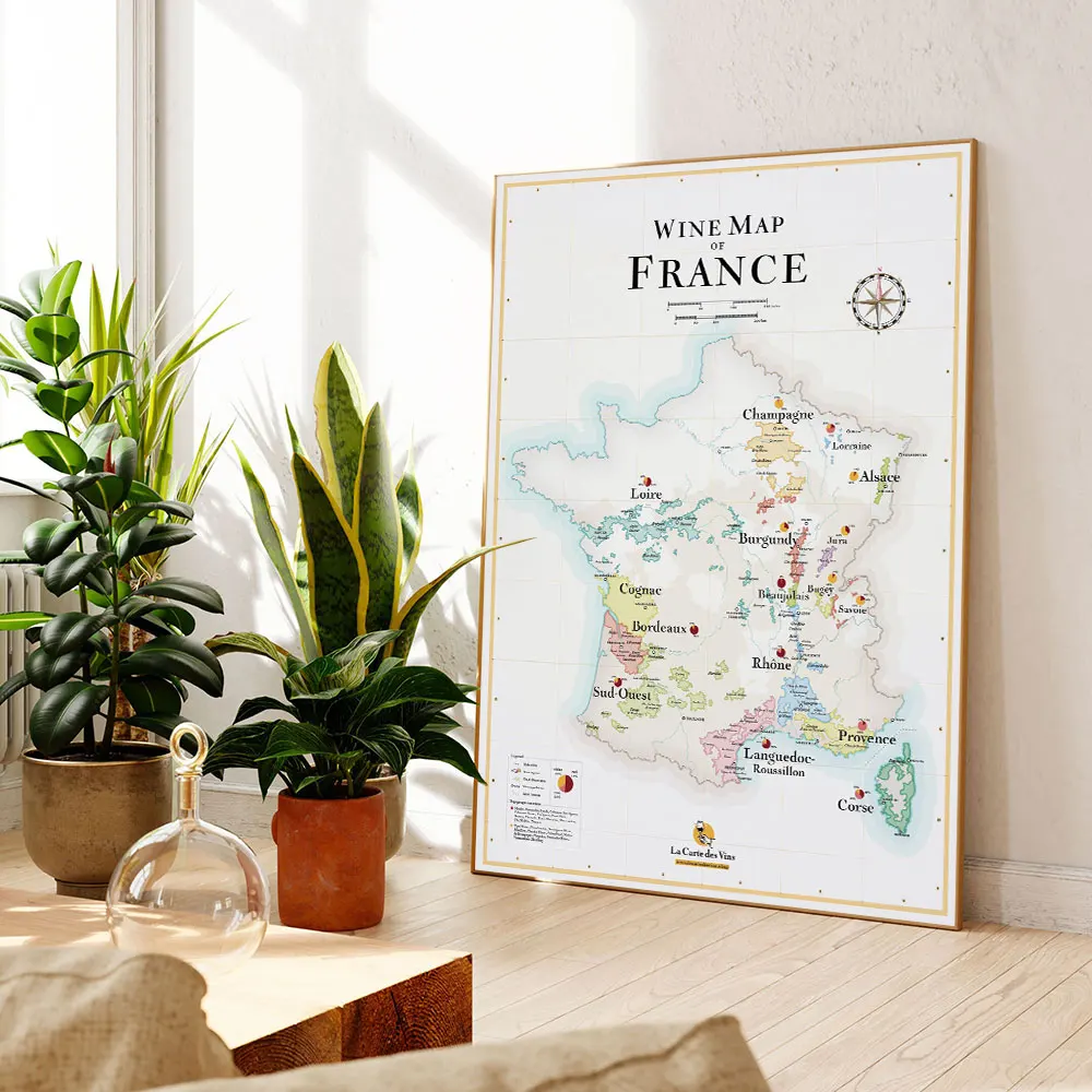 Mapa win Francji i Włoch - plakat dla konesera Biały