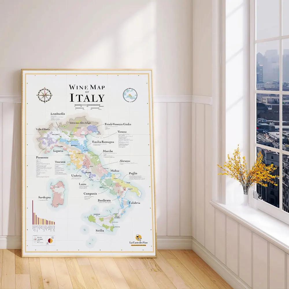 Mapa win Francji i Włoch - plakat dla konesera Czerwony