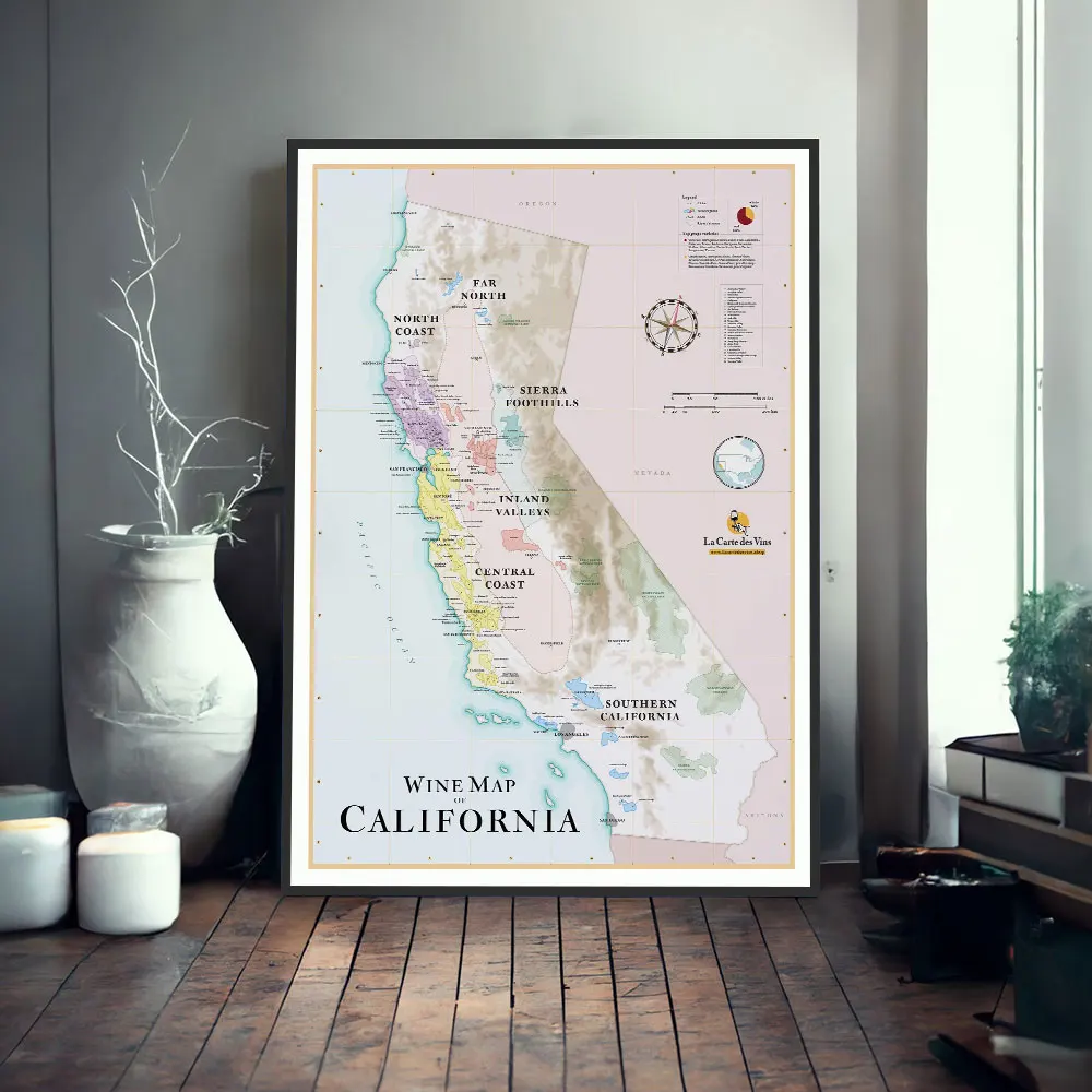 Mapa win Francji i Włoch - plakat dla konesera Jasnoszary