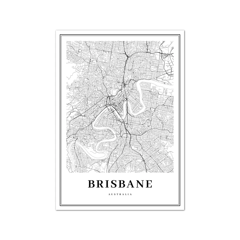 Mapy miast Australii - plakat podróżniczy Biały