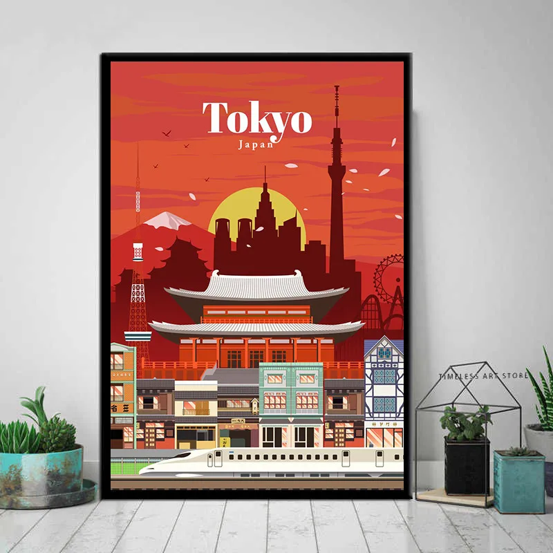 Mapy miast retro - Tokio, Praga, Sydney Pomarańczowy