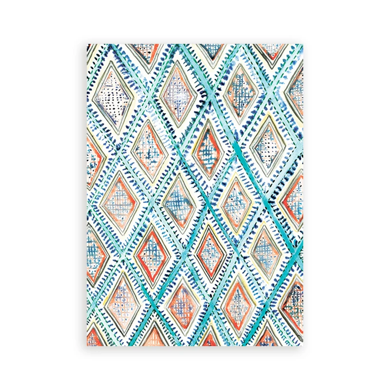 Plakat marokański dywan boho akwarela Biały
