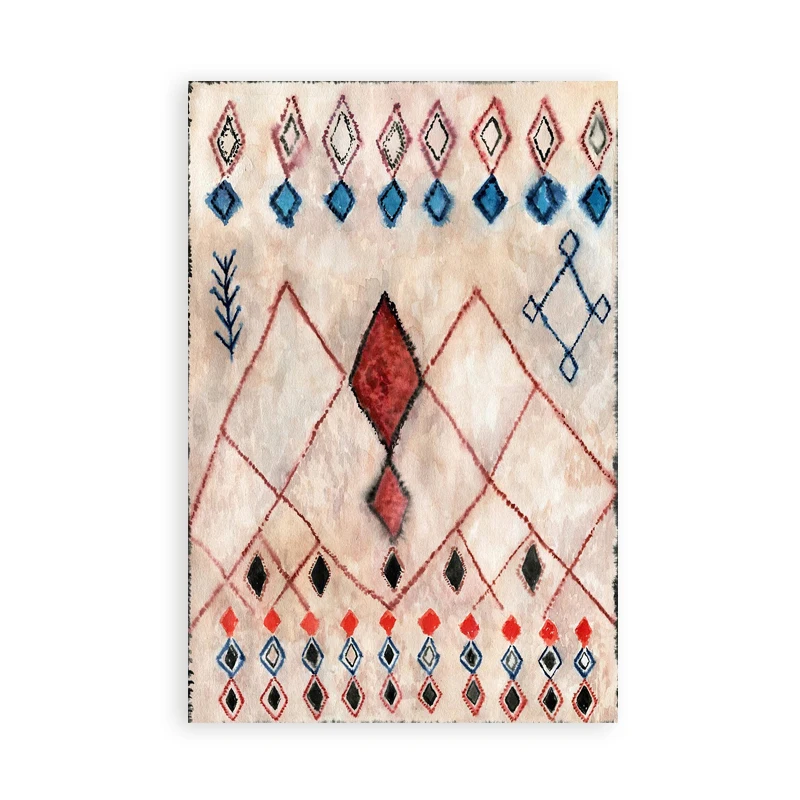 Plakat marokański dywan boho akwarela Fioletowy