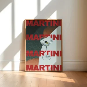 Plakat martini koktajl retro Biały