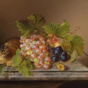 Martwa natura z kwiatami w wazonie - plakat vintage Błękitny