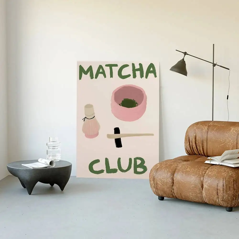 Matcha latte - minimalistyczny plakat do kuchni Biały