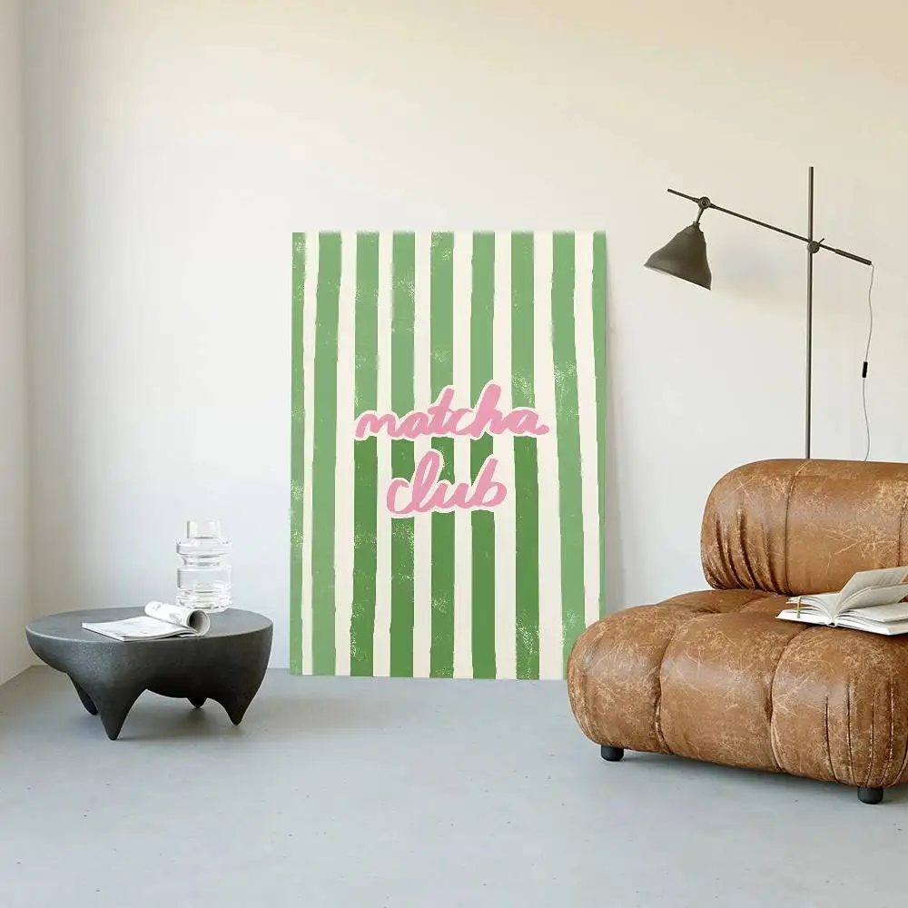 Matcha latte - minimalistyczny plakat do kuchni Burgundia