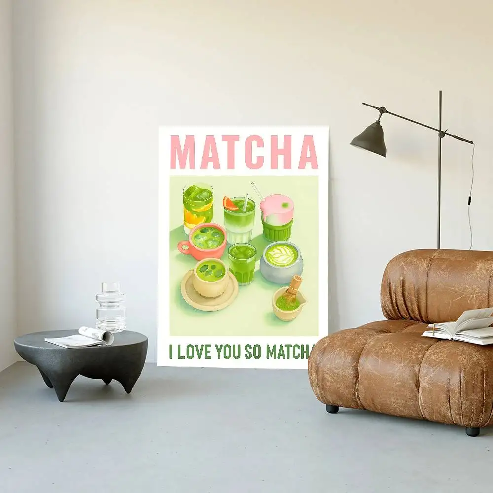 Matcha latte - minimalistyczny plakat do kuchni Czarny