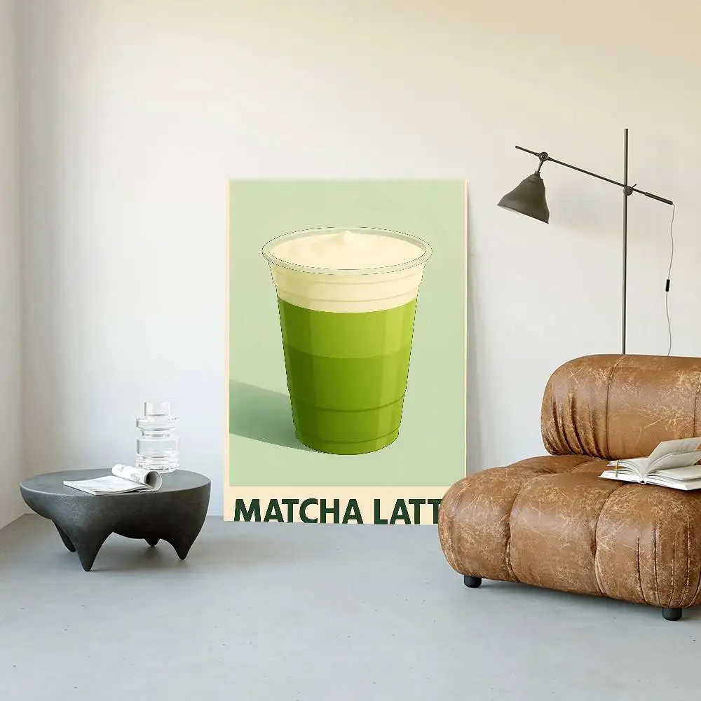 Matcha latte - minimalistyczny plakat do kuchni Czerwony