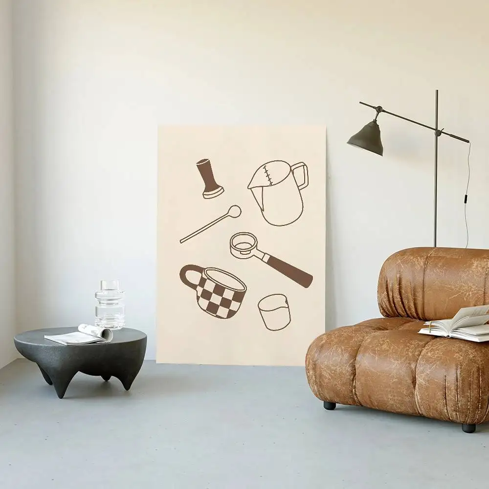 Matcha latte - minimalistyczny plakat do kuchni Jasnoszary