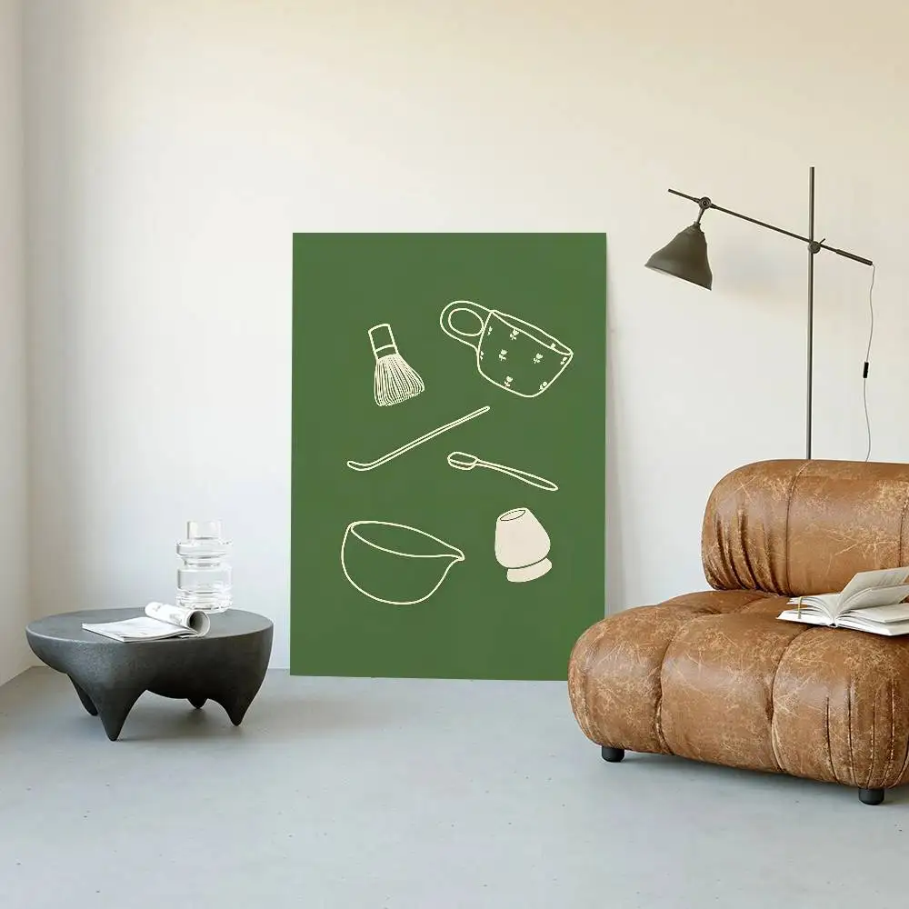 Matcha latte - minimalistyczny plakat do kuchni Zielony