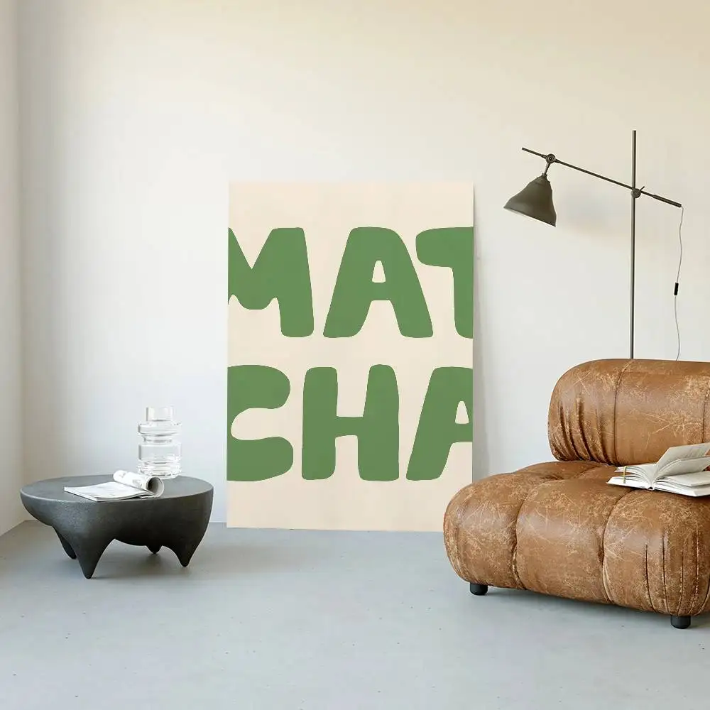 Matcha latte - minimalistyczny plakat do kuchni żółty