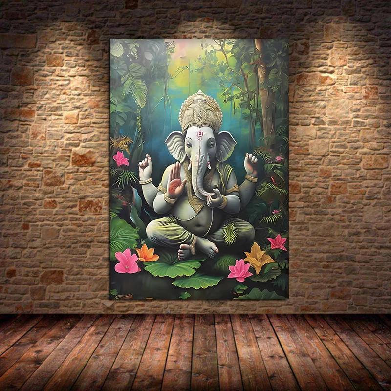 Plakat z boginią Saraswati i medytacją Jasnoszary