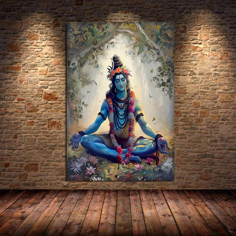Plakat z boginią Saraswati i medytacją Zielony