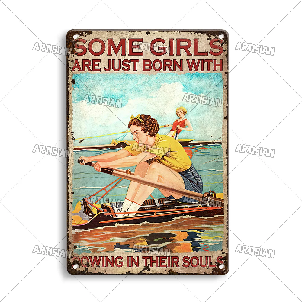 Plakat metalowy ze sportami wodnymi w stylu retro Czarny