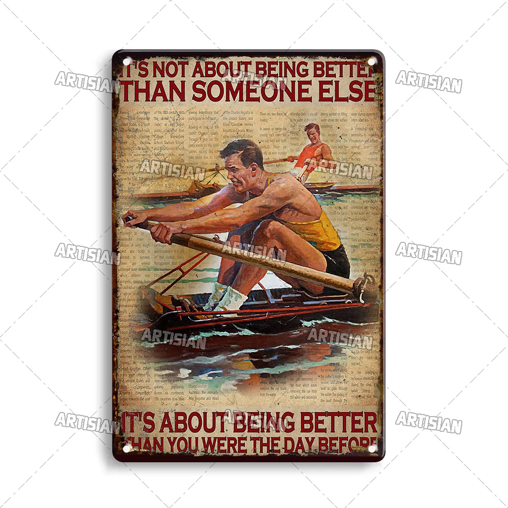 Plakat metalowy ze sportami wodnymi w stylu retro Czerwony