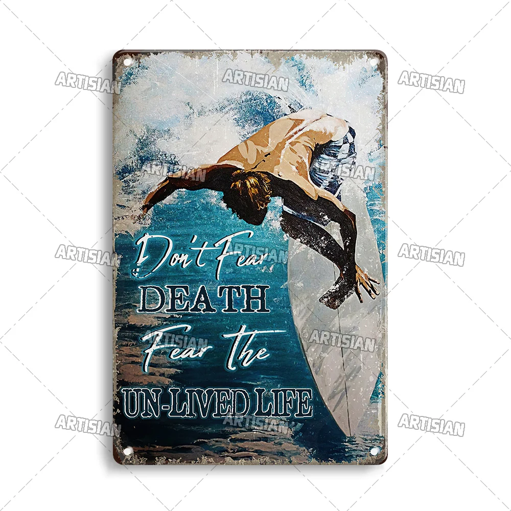 Plakat metalowy ze sportami wodnymi w stylu retro Jasnozielony