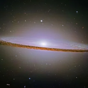 Plakat mgławica galaktyka teleskop Hubble żółty