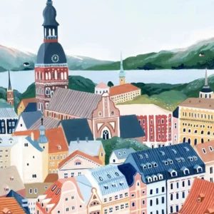 Miasta świata - plakat z Paryżem, Florencją i Grecją Wielo