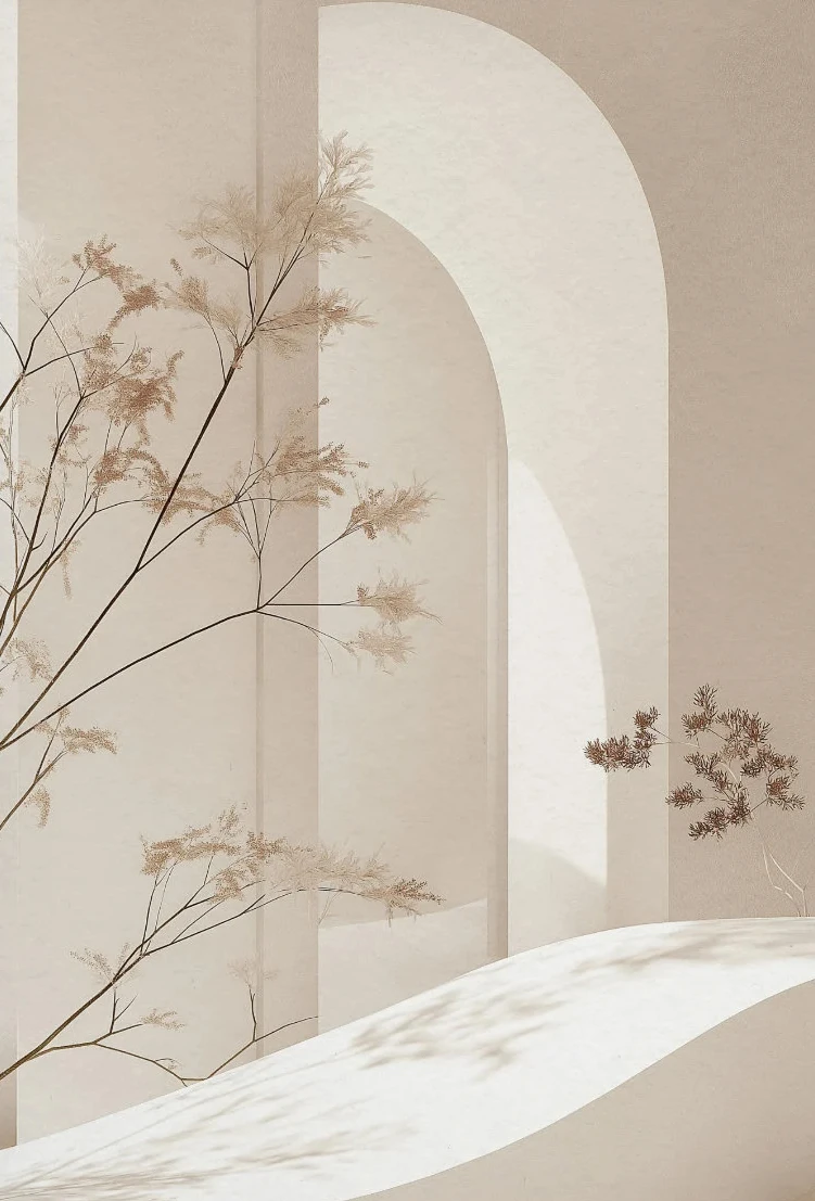 Plakat minimalistyczny krajobraz łukowy boho Biały