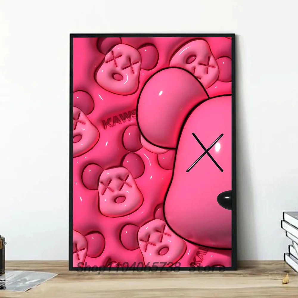 Plakat kolorowy miś graffiti - sztuka uliczna Różowy