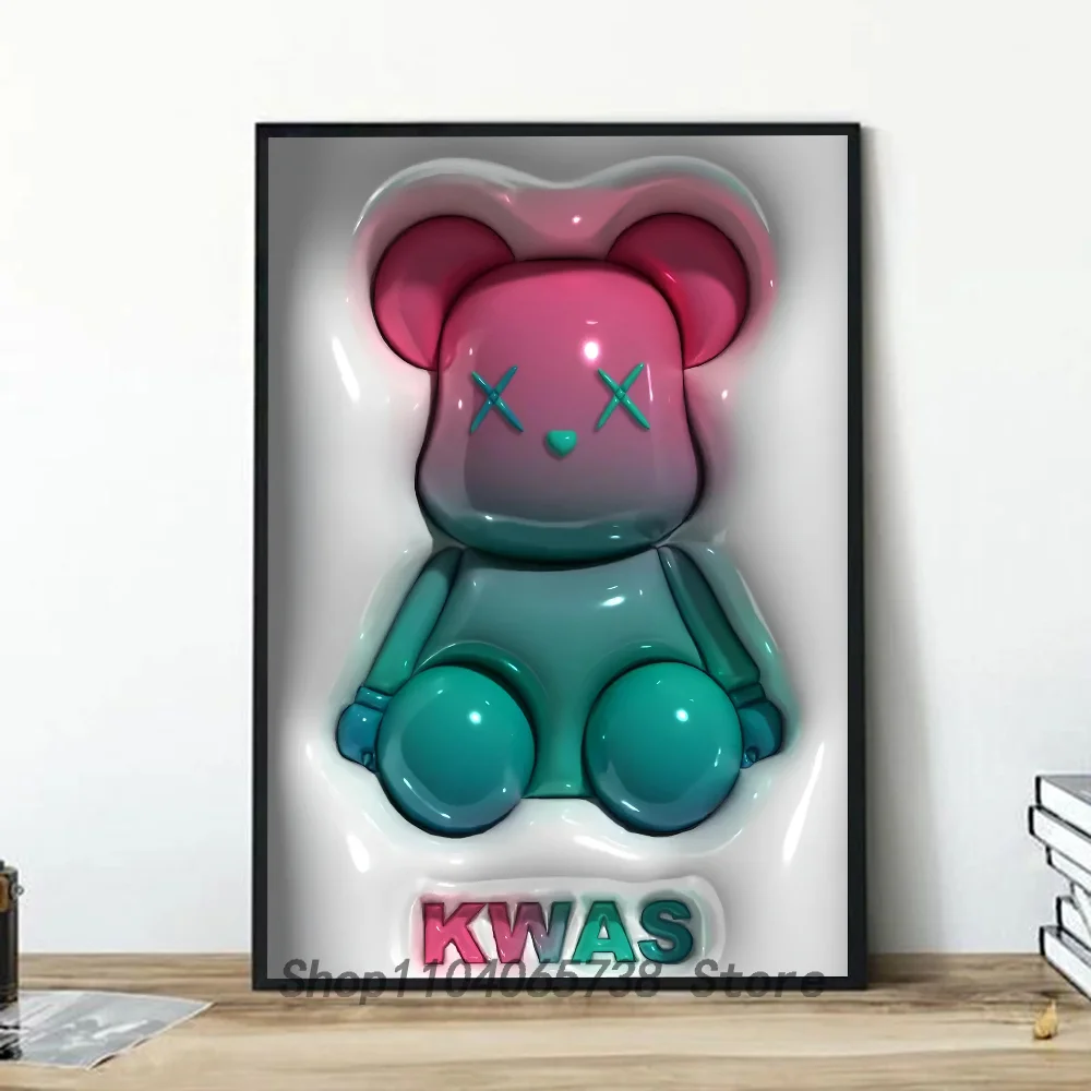 Plakat kolorowy miś graffiti - sztuka uliczna Złoto