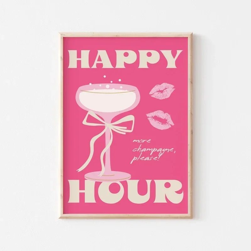 Mojito retro - plakat do salonu i baru Różowy
