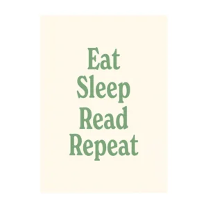 Eat Sleep Read Repeat - plakat dla mola książkowego śliwka
