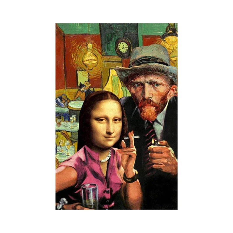 Plakat Mona Lisa graffiti abstrakcja Burgundia