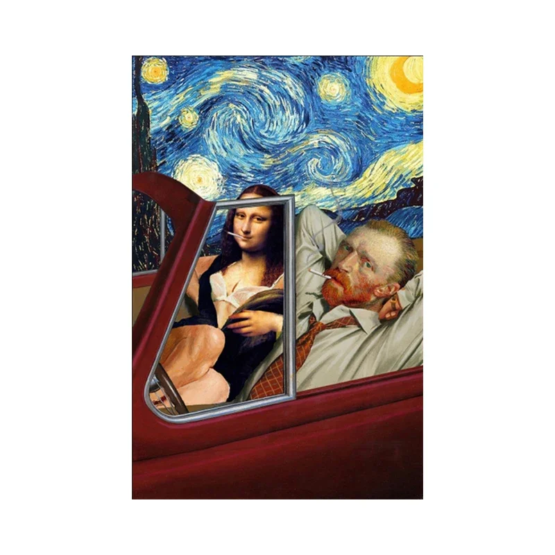 Plakat Mona Lisa graffiti abstrakcja Czerwony