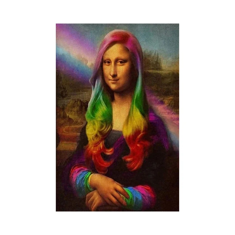 Plakat Mona Lisa graffiti abstrakcja Granatowy