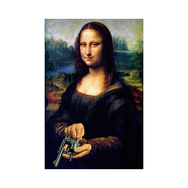 Plakat Mona Lisa graffiti abstrakcja Jasnozielony
