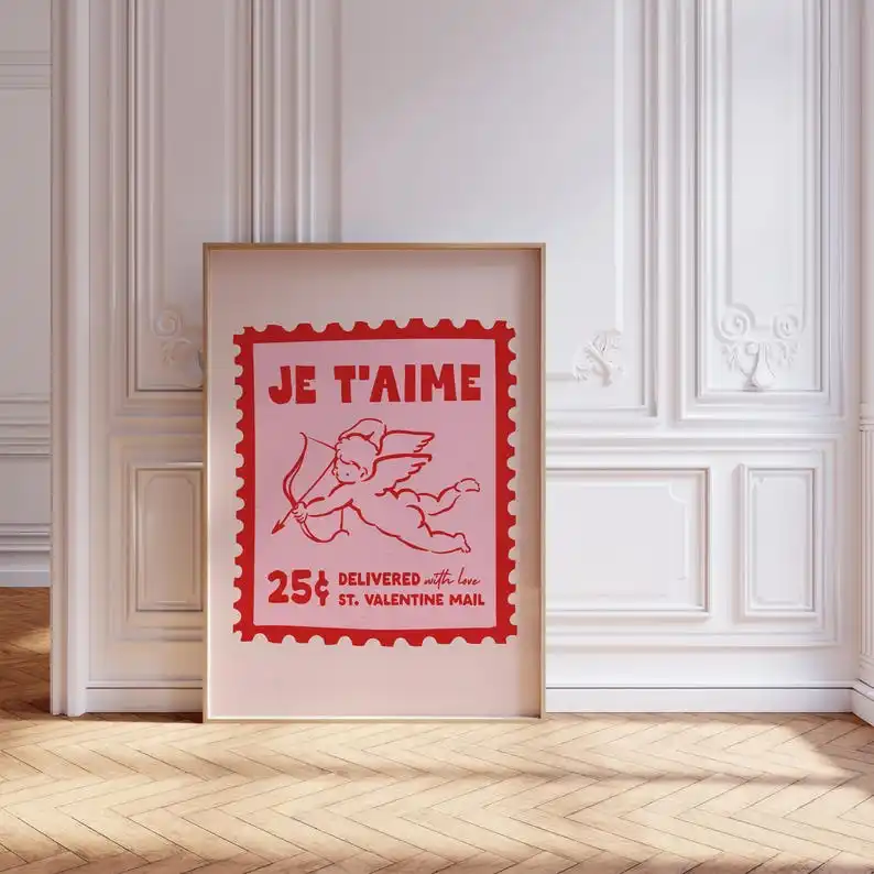 Plakat More Amore - romantyczna typografia na Walentynki Jasnozielony