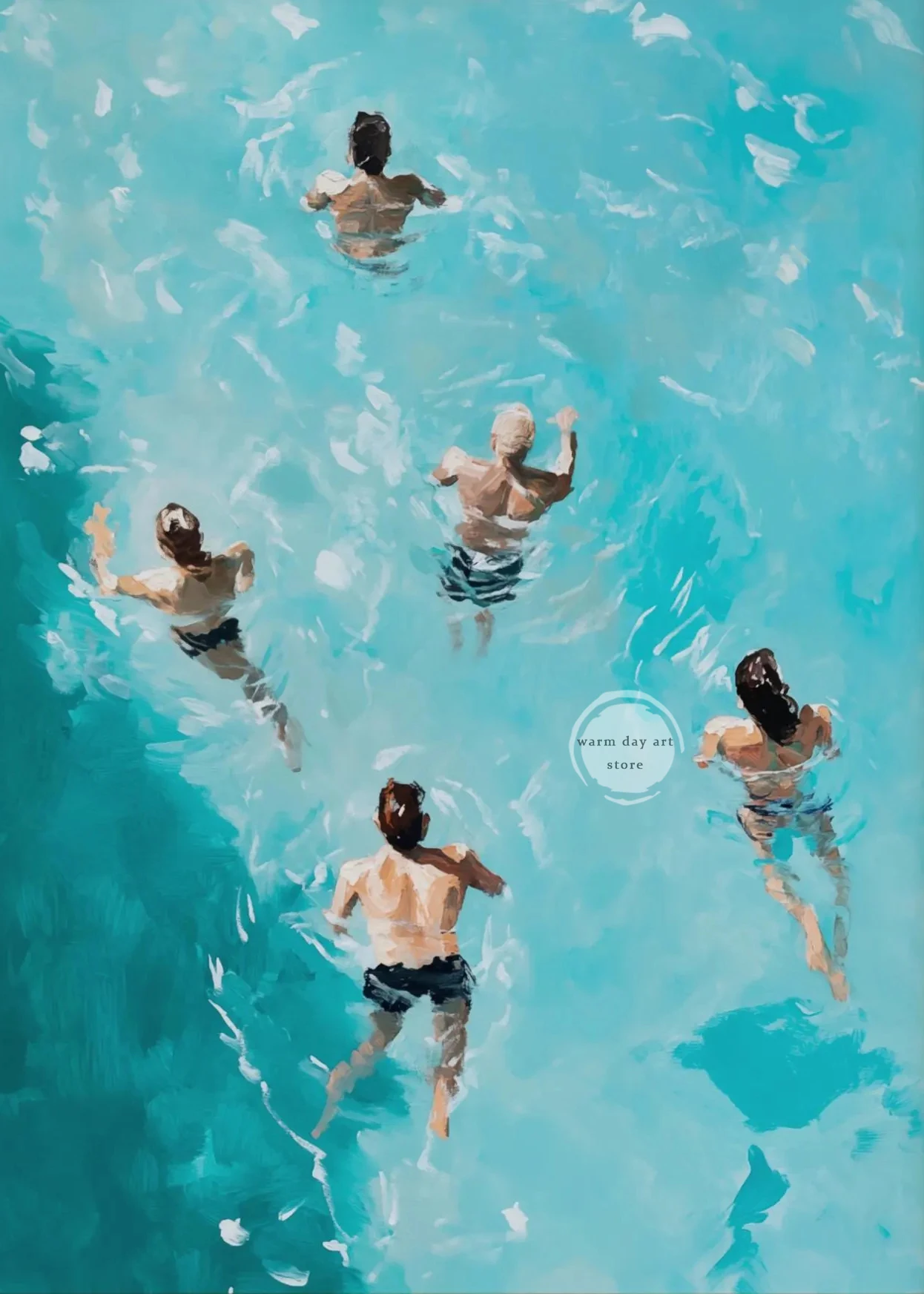 Plakat morski - latarnia, żaglówka i deska surfingowa Jasnożółty