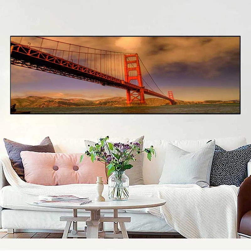Plakat most o zachodzie słońca Oliwkowy