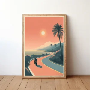 Plakat z motocyklem Cafe Racer - minimalistyczna grafika Zielony