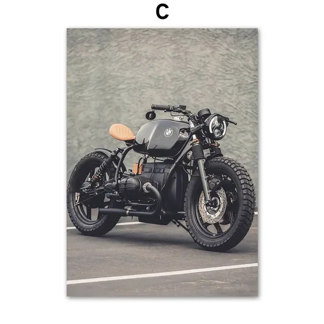 Plakat motocykl i kobieta czarno-biały Czerwony