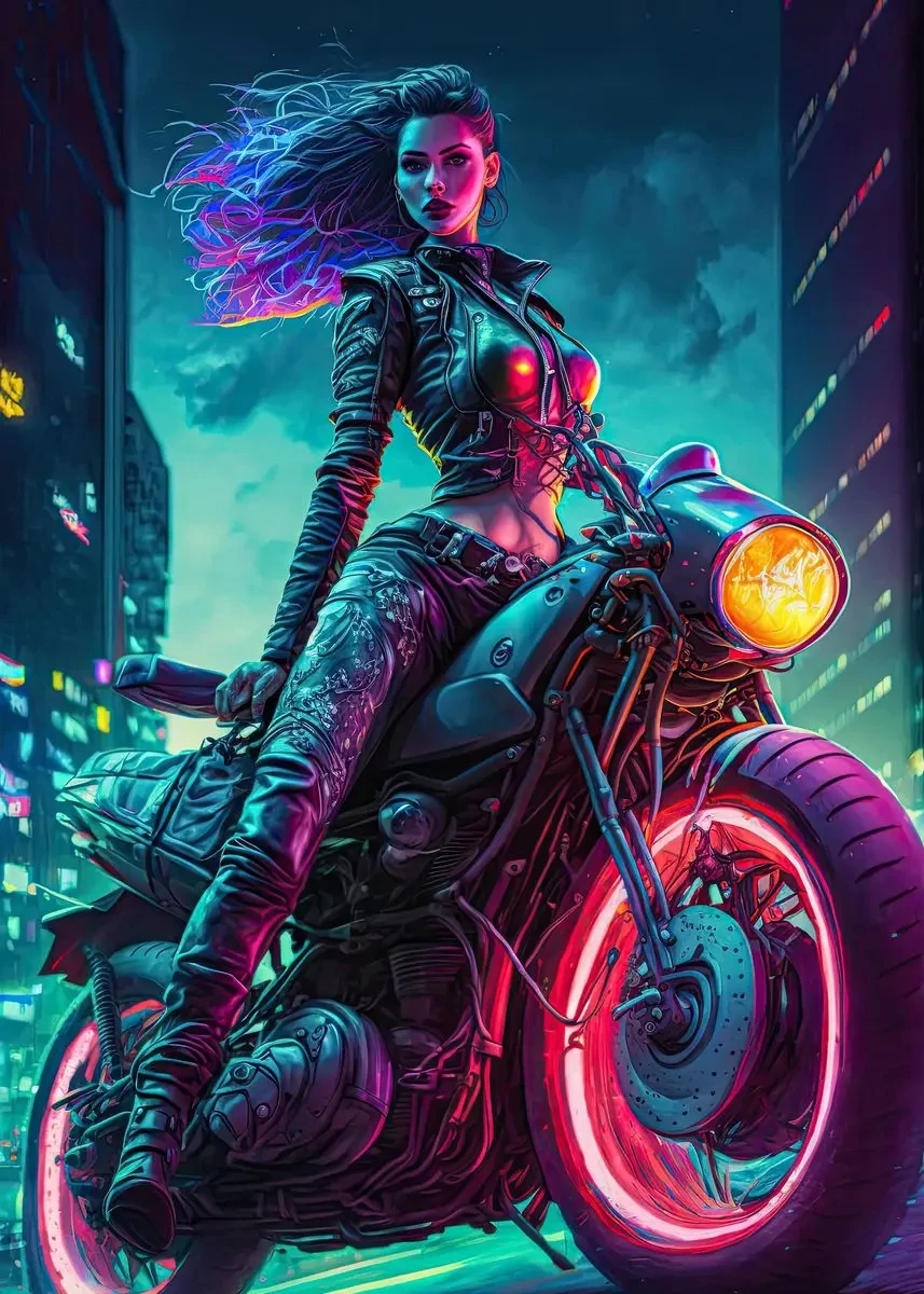 Plakat motocyklista i wyścigi motocyklowe Brązowy