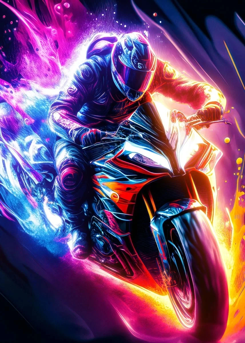 Plakat motocyklista i wyścigi motocyklowe Burgundia