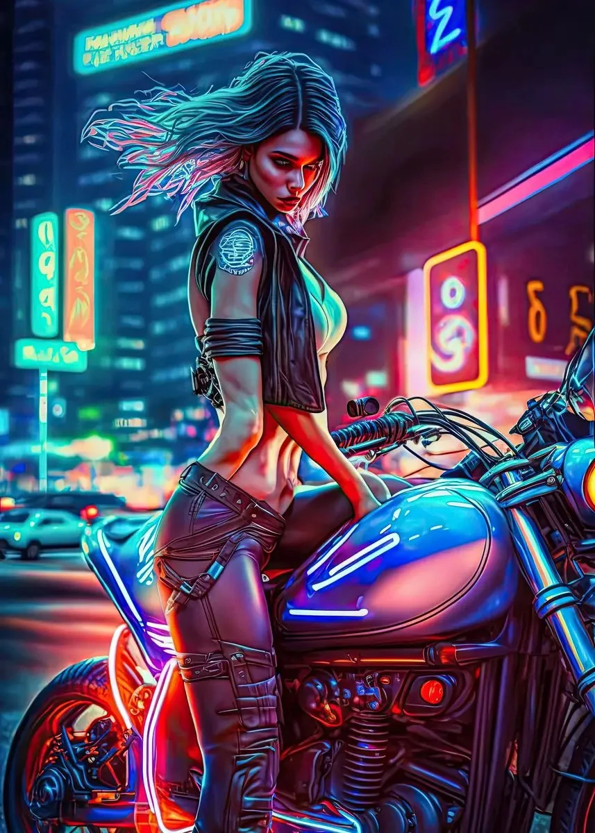 Plakat motocyklista i wyścigi motocyklowe Fioletowy