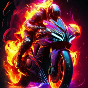 Plakat motocyklista i wyścigi motocyklowe Fioletowy/фиолетовый