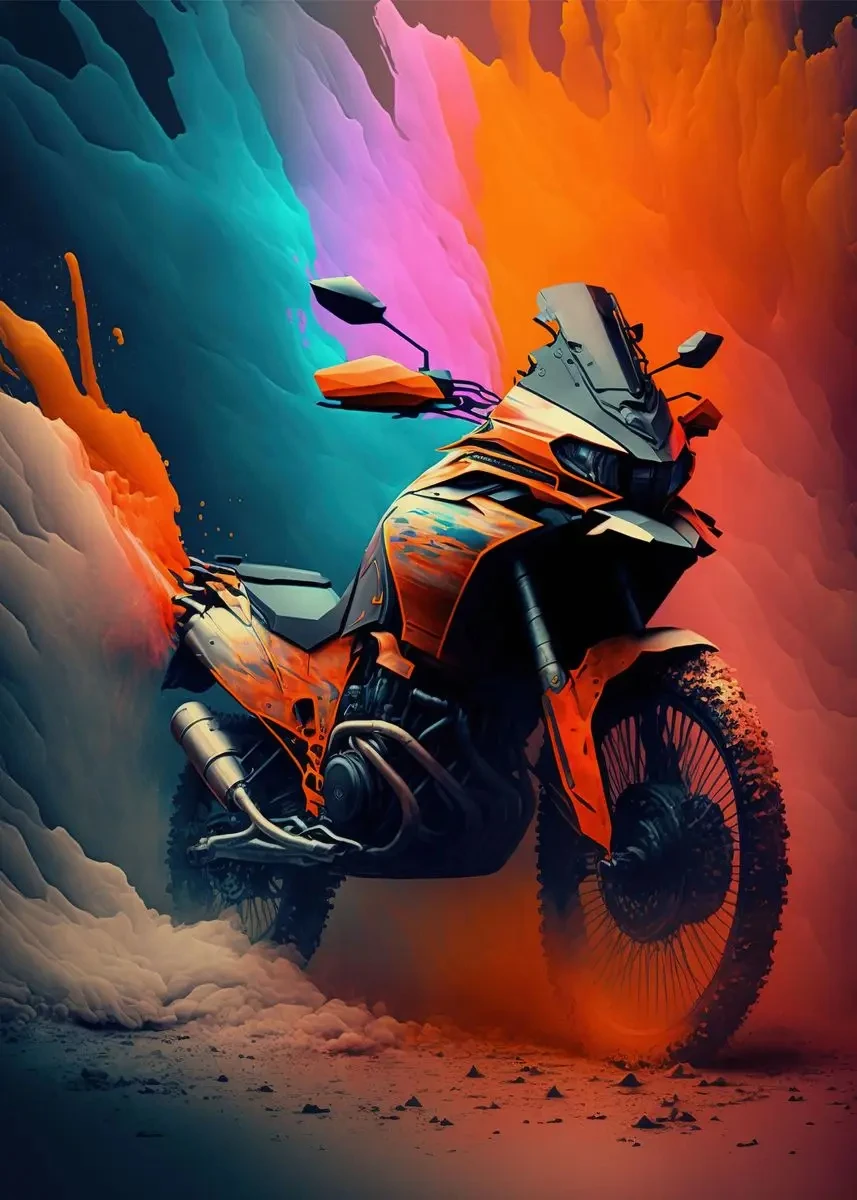 Plakat motocyklista i wyścigi motocyklowe Jasnozielony