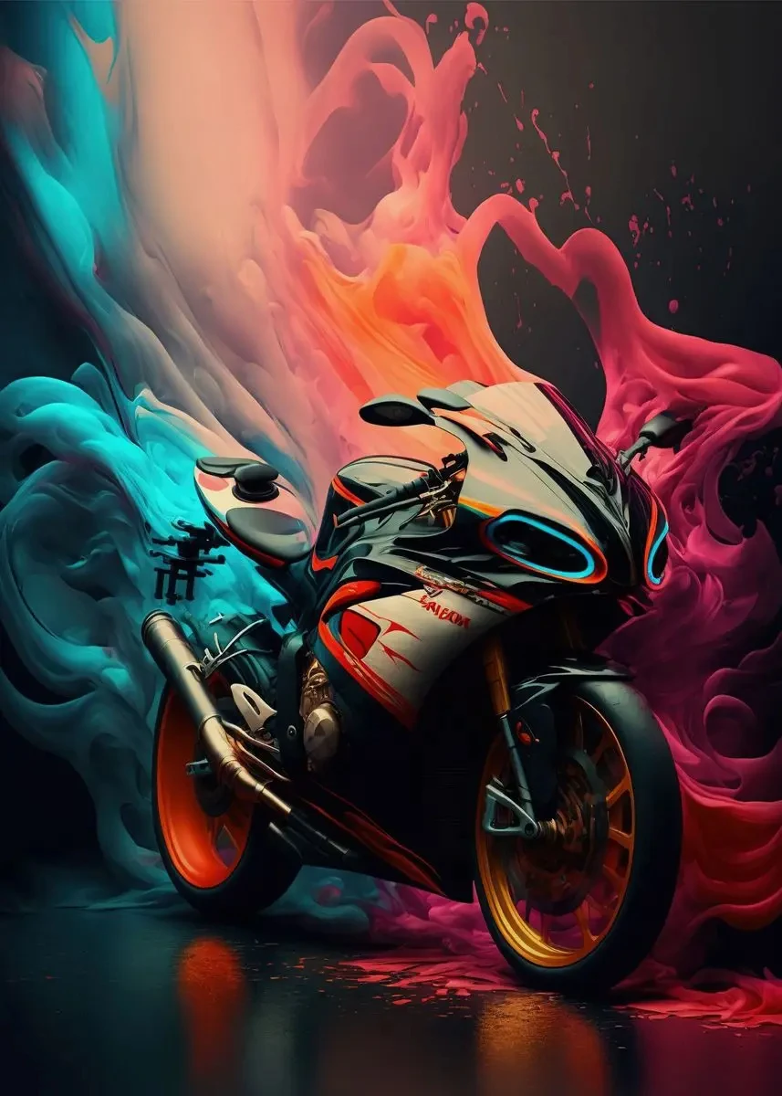 Plakat motocyklista i wyścigi motocyklowe Wielo