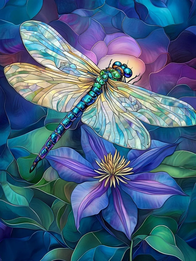 Motyl i pszczoła na słoneczniku - plakat Niebieski