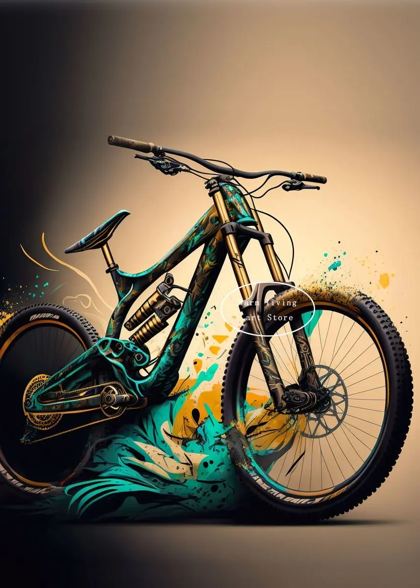 Plakat motywacyjny z rowerem górskim MTB Granatowy